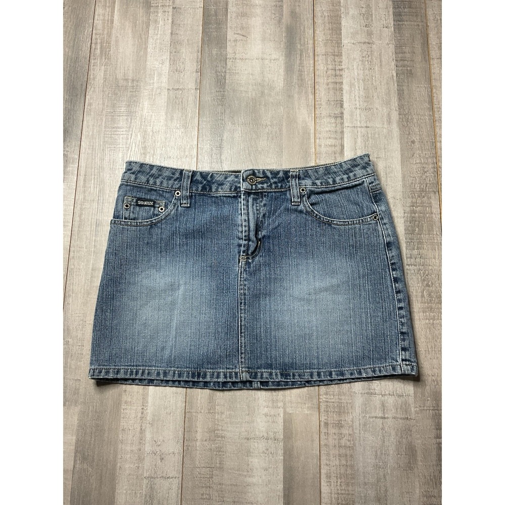 Squeeze Jeans Juniors Blue Jean 100% Cotton Denim Mini Skirt Size 9‎